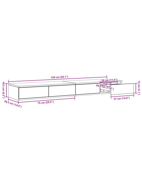 Tavolo da comodino  Legno vecchio Legno 150 x 36.5 x 16.5 cm