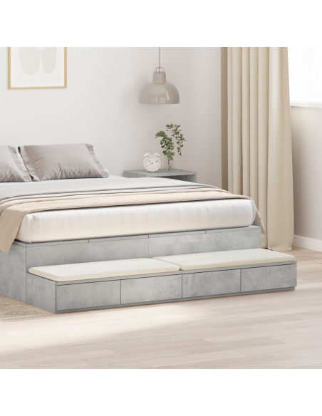 Cassetti del letto  in grigio cemento - 135x36.5x16.5 cm realizzati in legno ingegnerizzato