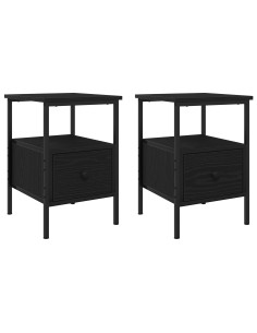 Armadio da Notte con cassetto 2 pcs Rovere Nero 34 x 36 x 50 cm 2