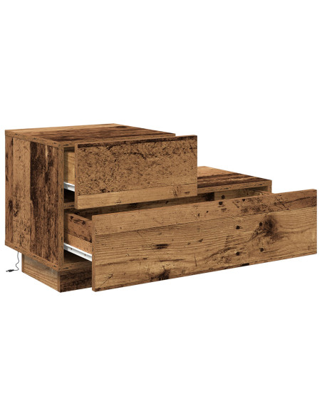Comodino con Luci LED in Legno Antico 100x36x49 cm