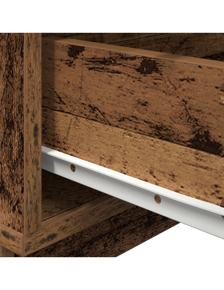 Comodino con Luci LED in Legno Antico 100x36x49 cm