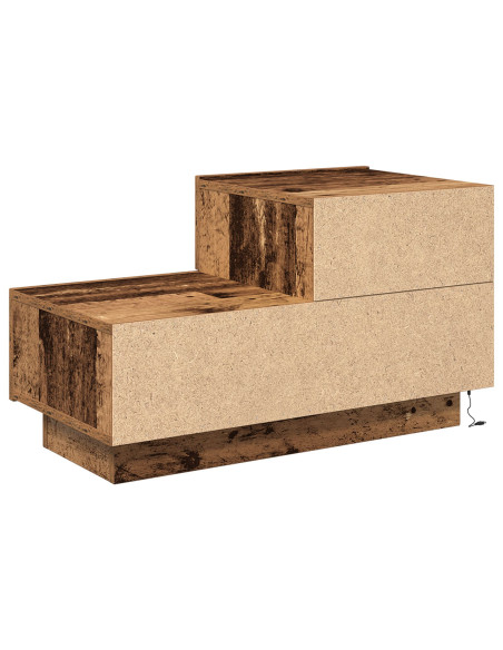 Comodino con Luci LED in Legno Antico 100x36x49 cm