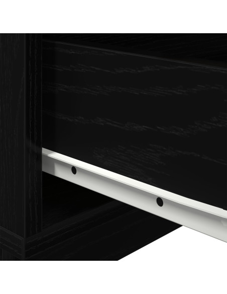 Comodino  con luci LED Rovere nero 100x36x49 cm