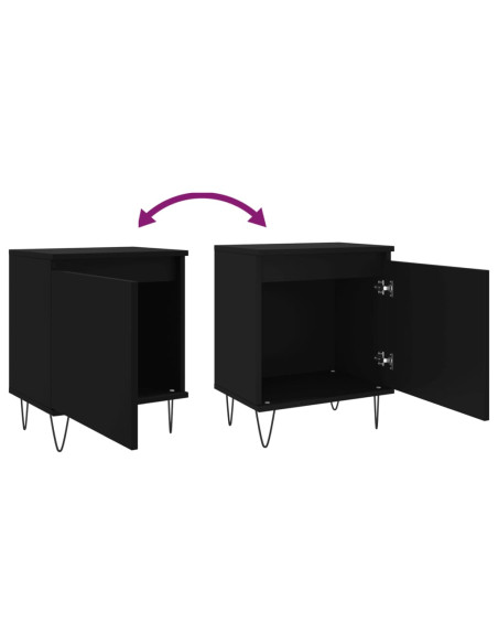 Comodini 2 pz Neri 40x30x50 cm in Legno Multistrato