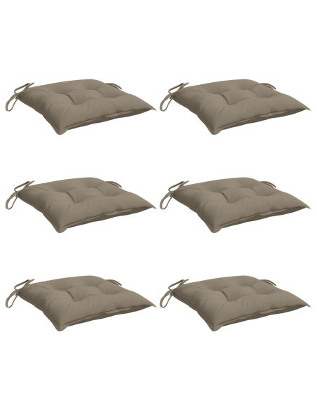Cuscini per Sedia 6 pz Tortora 40x40x7 cm in Tessuto Oxford