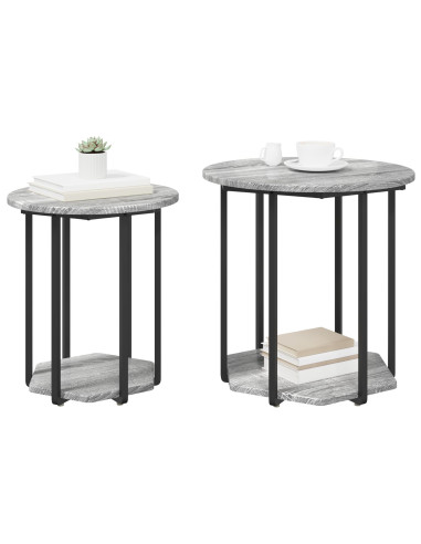 Set tavolini con lo scaffale 2 pcs Grigio