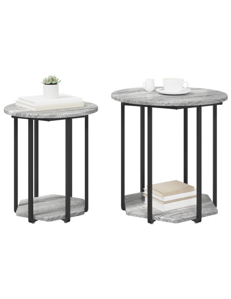 Set tavolini con lo scaffale 2 pcs Grigio