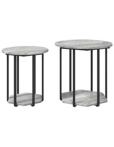 Set tavolini con lo scaffale 2 pcs Grigio