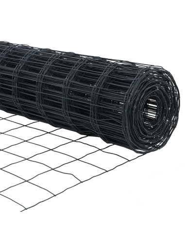 Recinzione con Posto Grigio 0,6 x 25 m Acciaio e PVC