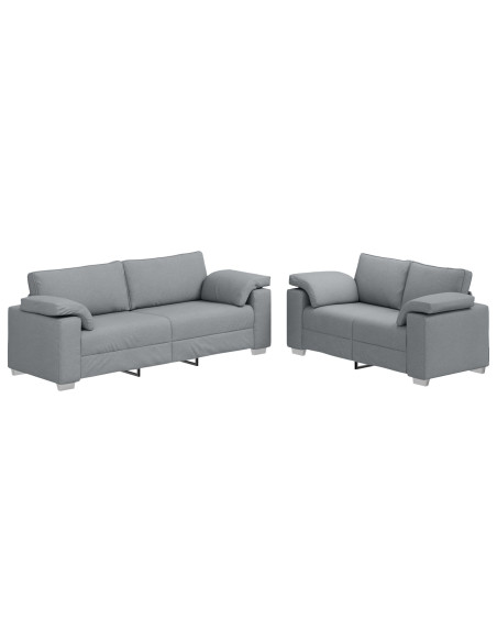 Set di divani a 2 pezzi con cuscini in tessuto grigio chiaro