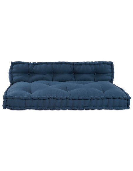 Cuscino per divano in pallet con rinforzo per la schiena in tessuto blu