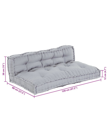 Divano modulare 2 pcs Grigio 120 x 80 x 38 cm Tessuto