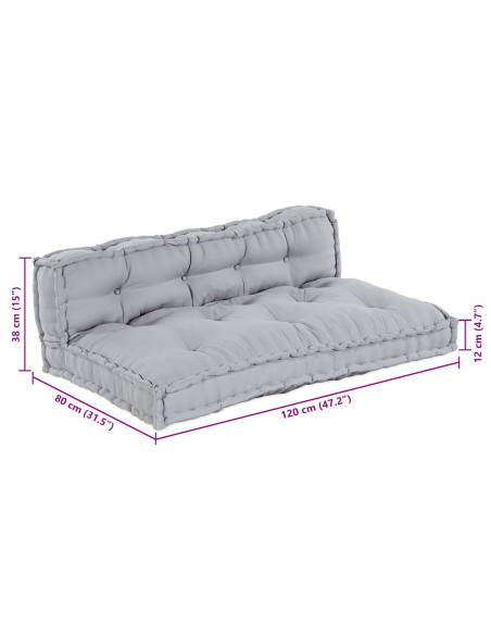 Divano modulare 2 pcs Grigio 120 x 80 x 38 cm Tessuto