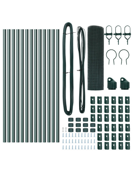 Set di Pali da Recinzione Verde Rivestito in PVC Set di 2 25 x 0,5 m
