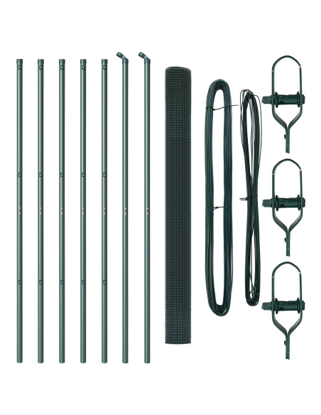 Set di Pali di Recinzione  Set di 2 Verde Acciaio rivestito in PVC