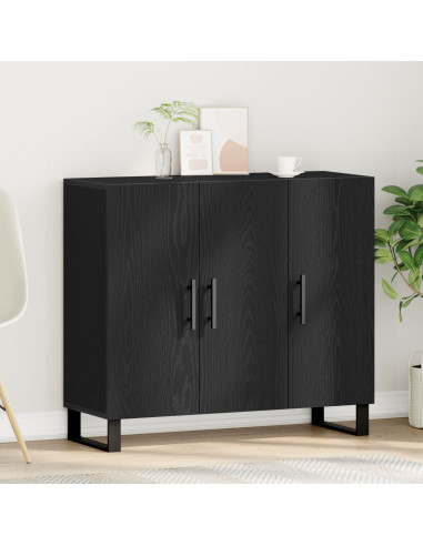 Credenza Rovere Nero 90 x 34 x 80 cm Legno multistrato