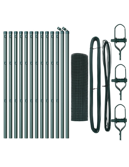 Set di Pali da Recinzione  Set di 2 Verde Metallo 25 x 0.5 m