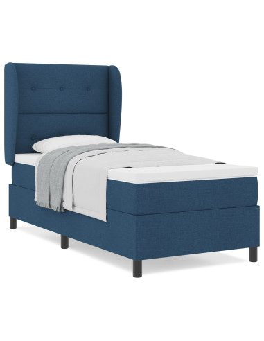 Letto a molle con materasso Blu 100 x 200 cm Tessuto