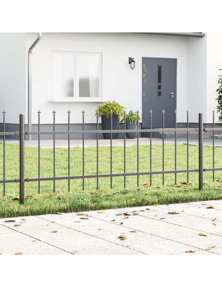 Recinzione da giardino  con punta a lancia grigia 15,3x0,6 m in acciaio