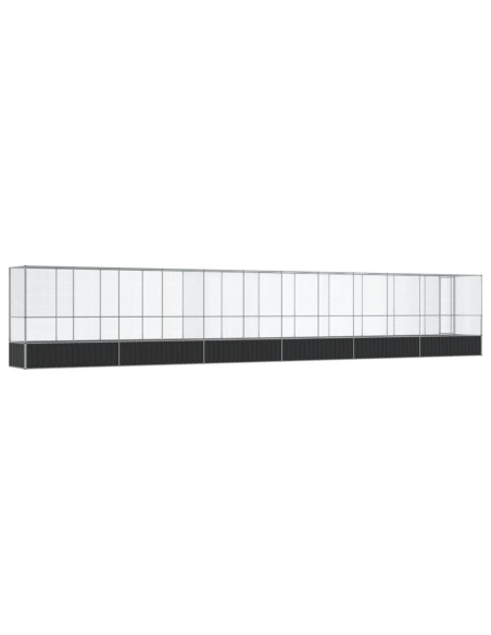 Voliera con Estensione Argento 1250,5x107x212 cm in Acciaio