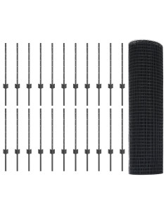 Recinzione con Posto Grigio 0,6 x 50 m Acciaio e PVC 2