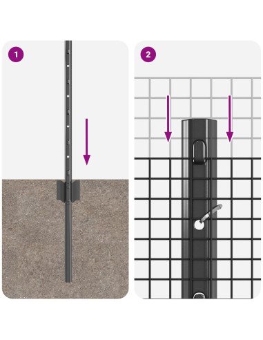 Recinzione con Posto Grigio 0,6 x 50 m Acciaio e PVC