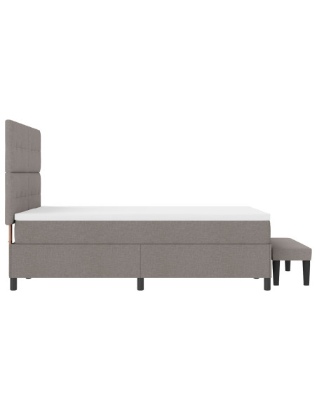 Letto con Box Spring  con Materasso e Panchina Taupe 140x190 cm Tessuto
