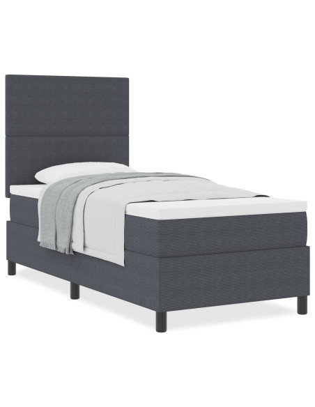 Letto con Box Spring e Materasso Grigio Scuro 90x200 cm Tessuto Corduroy