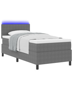 Letto a Sorgente LED Grigio chiaro e bianco 100 x 200 cm