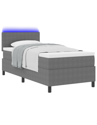 Letto a Sorgente LED Grigio chiaro e bianco 100 x 200 cm