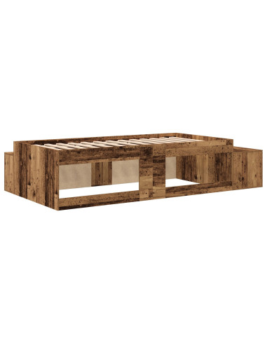 Struttura letto con contenitore con archiviazione Legno vecchio