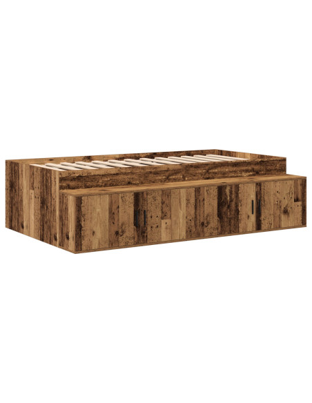 Letto contenitore Legno vecchio Legno massello e impiallacciature