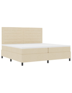Letto a molle con materasso con led Crema 200 x 200 cm Tessuto 2