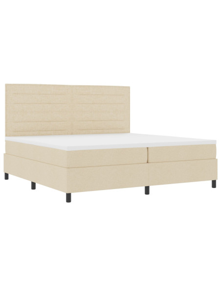 Letto a molle con materasso con led Crema 200 x 200 cm Tessuto