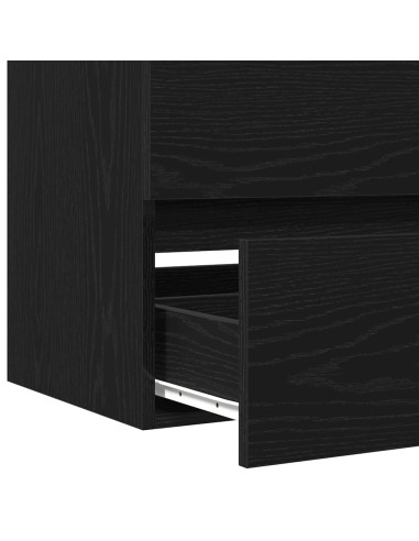 Mobile Lavabo Rovere Nero 80x38,5x45 cm in Legno Multistrato