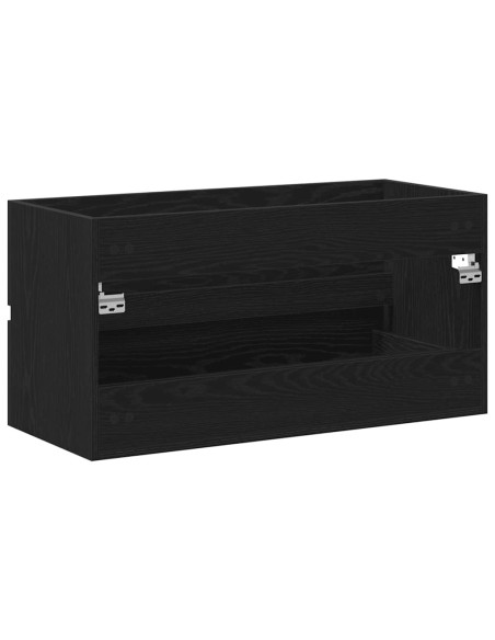 Mobile Lavabo Rovere Nero 90x38,5x45 cm in Legno Multistrato