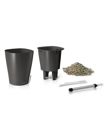 LECHUZA Fioriera DELTINI ALL-IN-ONE Carbone Metallizzato