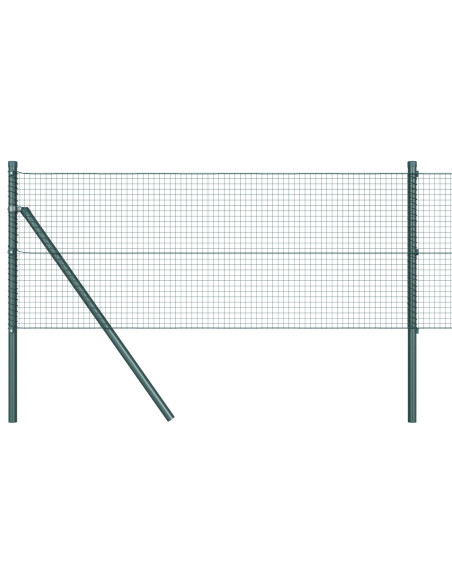 Recinzione Metallica Saldata  con 13 Pali Verde 0.4x25 m Acciaio