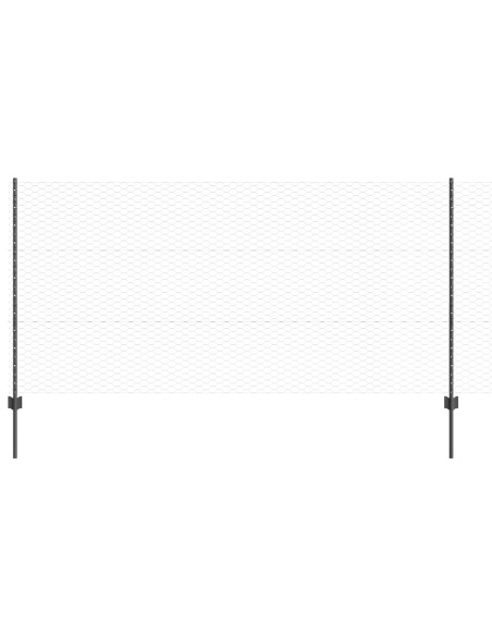 Pali di Recinzione  22 pz U-Channel Grigio 120 cm Acciaio, Recinzione Esagonale  Grigia 1.2 x 50 m Acciaio