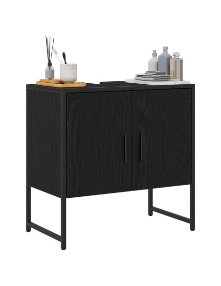Mobiletto da Lavandino Rovere Nero 60x33x60 cm Legno Ingegnerizzato