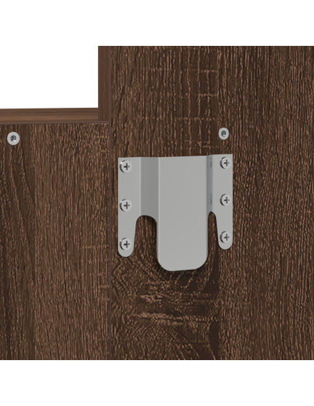 Tavolo da Trucco a Muro con Luci LED in Rovere Marrone