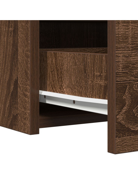 Tavolo da Trucco a Muro con Luci LED in Rovere Marrone