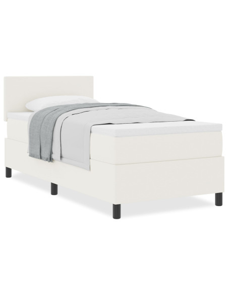 Letto con Box Spring e Materasso Panna 90x200 cm Tessuto Corduroy