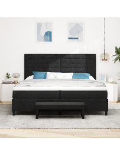 Letto a molle con materasso Nero 200 x 200 cm Tessuto 2