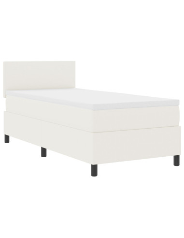 Letto a molle Crema e Bianco 100 x 200 cm Tessuto in Cords