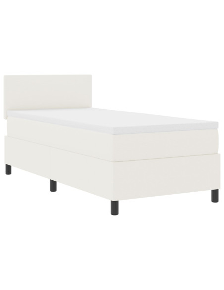 Letto Box Spring  con Materasso Crema 100x200 cm Tessuto Corduroy