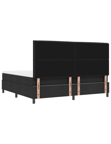 Letto con Box Spring  con Materasso & Panca Nera 200x200 cm Tessuto