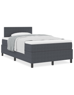 Letto a molle con testiera Grigio Scuro e Bianco 120 x 200 cm