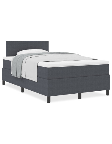 Letto a molle con testiera Grigio Scuro e Bianco 120 x 200 cm