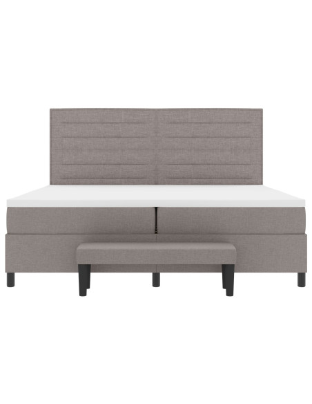 Letto a Box Spring  con Materasso e Panchina Taupe 200x200 cm Tessuto